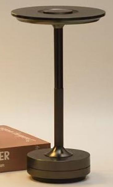 Black metal cordless rechargeable table lamp STS