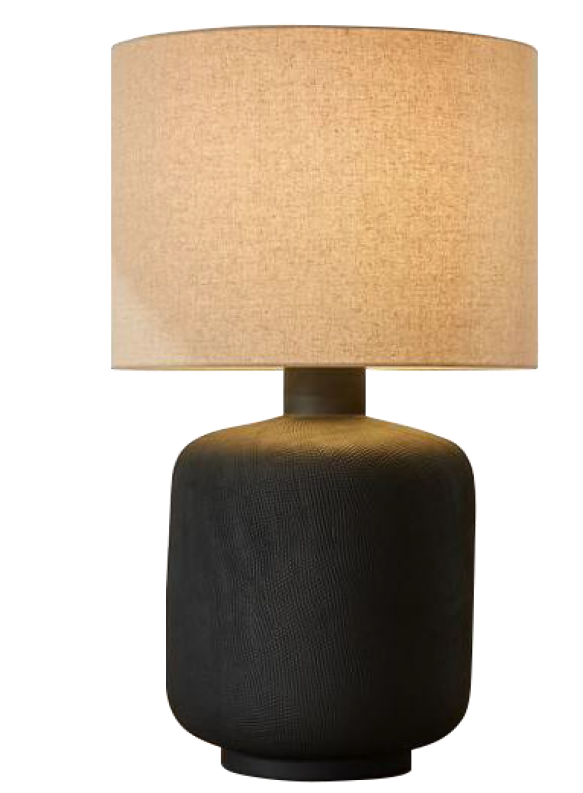 Rough black hand-combed ceramic large table lamp STS