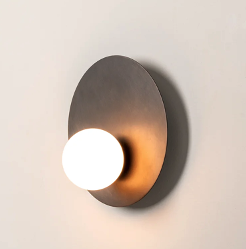 Aged broze and opal disc wall lamp STS