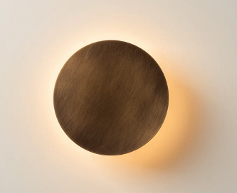 Led adjustable aged brass disc wall lamp STS