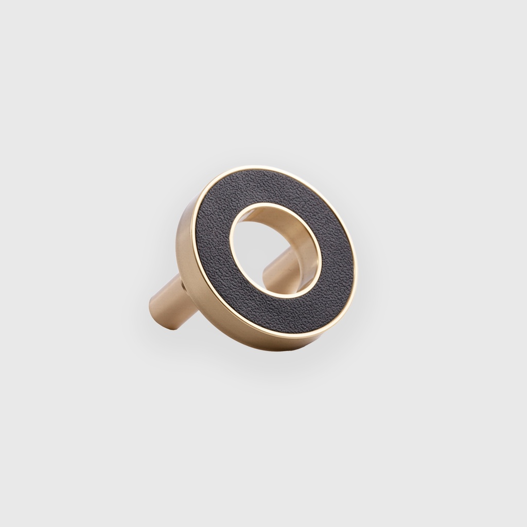 Golden ring with black leather knob 36*22