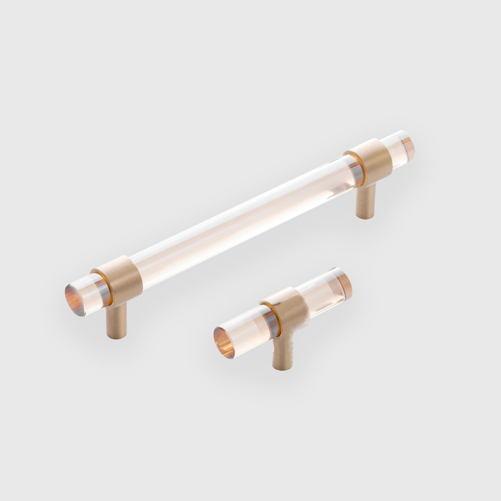 Modern Goldish Acrylic Pull With Golden Rings 