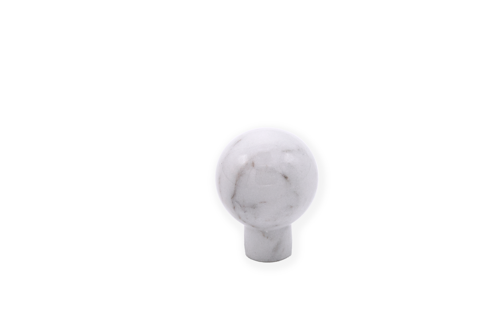 Striped Matte White Marble Ball Knob 