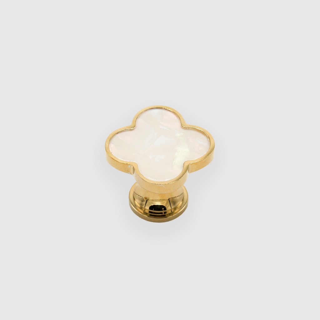 Golden Knob With Oyster White Lucky Clover 