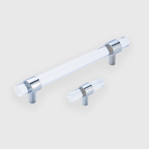 Modern Clear Acrylic T-Handle With Silver Ring L