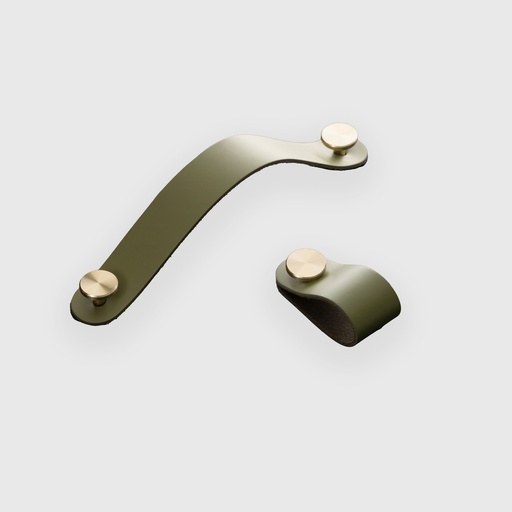 [ART1831060] Olive Green Leather  Strap Knob 