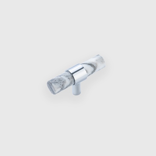 [STN1500860] Stripped Marble Rode With Silver Ring T-Handle 