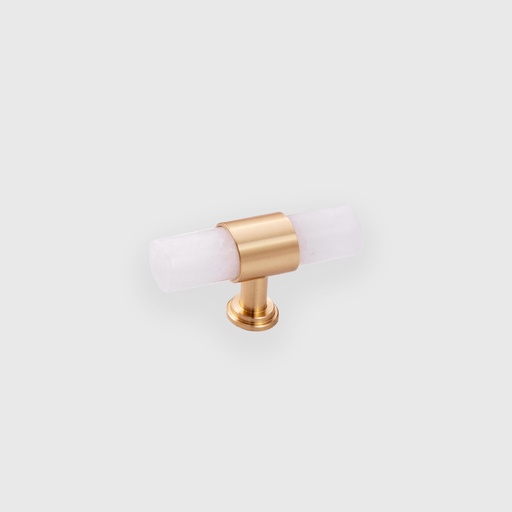 [STN1401058] White Marble With Golden Ring T-Handle 