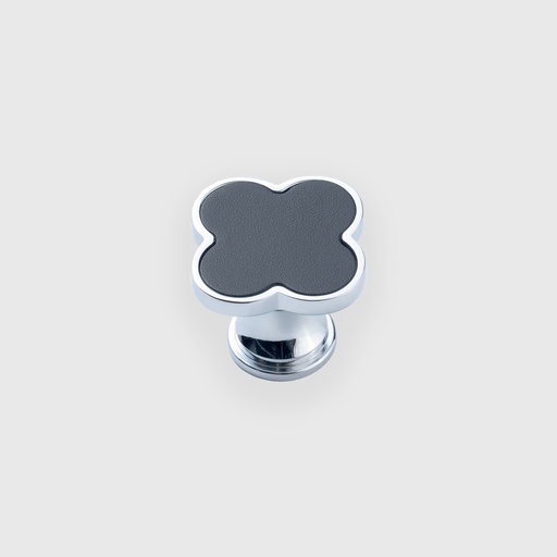 [LJO2282518] Silver knob with black lucky clover LJO
