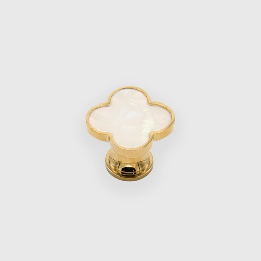 [LJO0282518] Golden knob with oyster white lucky clover LJO
