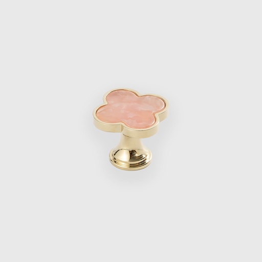 [LJO3282518] Golden Knob With Pink Lucky Clover 