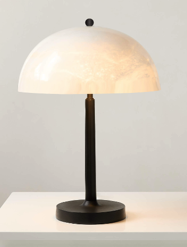 [GLTL0021] Black metal table lamp with hand-carved alabaster STS