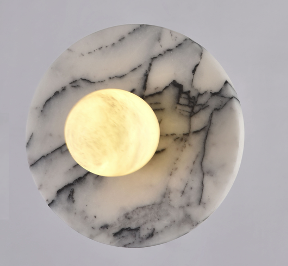 [GLWL0005] Lilac round marble with glass globe wall lamp STS