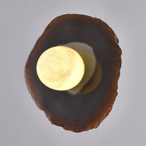 [GLWL0006] Dark red irregular agate stone with glass globe wall lamp STS