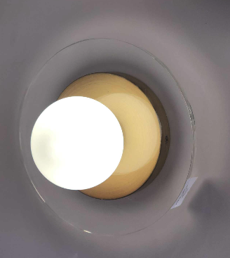 [GLWL0007] Pink round crystal stone with alabaster globe wall lamp STS