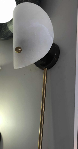 [GLWL0010] Curved cream onyx plug-in wall sconce STS