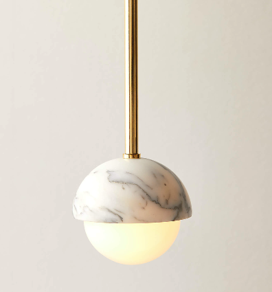 [GLPL0002] Polaris arabescato marble and gless globe pendant lamp STS