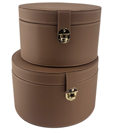 [STR2ORBR001] Coffee colored cylinder storage box STS