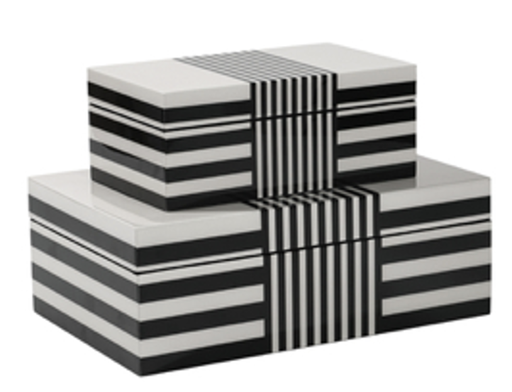 [STR2OSMI004] Black and white line lacquer box STS