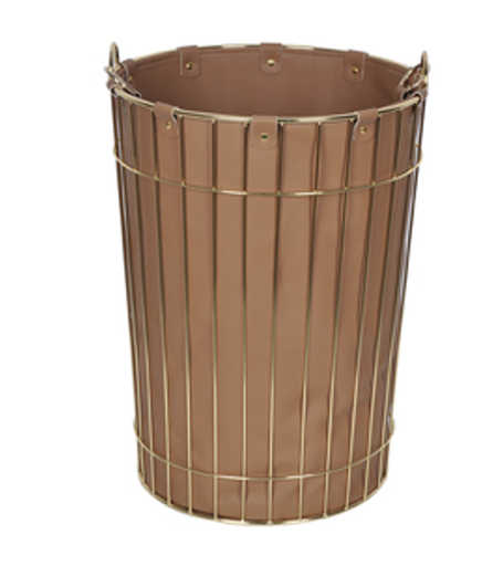 [STR1BRBR002] Coffee colored cylindrical frame storage basket STS
